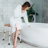 NNECW Bamboo Bath Seat Stool Shower Chair with Slip-Resistant Rubber Tip