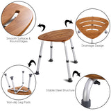 NNECW Bamboo Bath Seat Stool Shower Chair with Slip-Resistant Rubber Tip