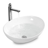 NNECW Oval Ceramic Hand Wash Bowl for Bathroom Counter Top