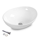NNECW Oval Ceramic Hand Wash Bowl for Bathroom Counter Top
