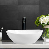 NNECW Oval Ceramic Hand Wash Bowl for Bathroom Counter Top