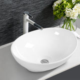 NNECW Oval Ceramic Hand Wash Bowl for Bathroom Counter Top