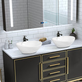 NNECW Oval Ceramic Hand Wash Bowl for Bathroom Counter Top