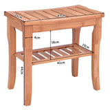 NNECW Bamboo Shower Bench Seat with Storage Shelf for Bath