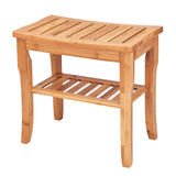 NNECW Bamboo Shower Bench Seat with Storage Shelf for Bath