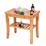NNECW Bamboo Shower Bench Seat with Storage Shelf for Bath