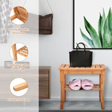 NNECW Bamboo Shower Bench Seat with Storage Shelf for Bath