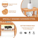 NNECW Bamboo Shower Bench Seat with Storage Shelf for Bath