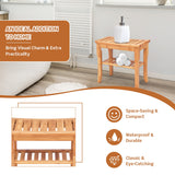 NNECW Bamboo Shower Bench Seat with Storage Shelf for Bath