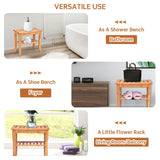 NNECW Bamboo Shower Bench Seat with Storage Shelf for Bath