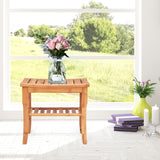 NNECW Bamboo Shower Bench Seat with Storage Shelf for Bath