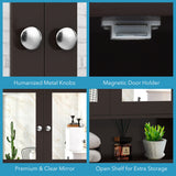 NNECW Wall Mounted Hanging Storage Cabinet Cupboard with Doors and 2 Mirrors for Bathroom Laundry-Brown