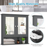 NNECW Wall Mounted Hanging Storage Cabinet Cupboard with Doors and 2 Mirrors for Bathroom Laundry-Gray