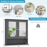 NNECW Wall Mounted Hanging Storage Cabinet Cupboard with Doors and 2 Mirrors for Bathroom Laundry-Gray