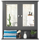 NNECW Wall Mounted Hanging Storage Cabinet Cupboard with Doors and 2 Mirrors for Bathroom Laundry-Gray