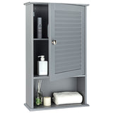 NNECW Large Capacity Storage Cupboard with Single Louver Door for Bathroom-Grey