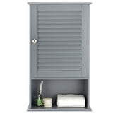 NNECW Large Capacity Storage Cupboard with Single Louver Door for Bathroom-Grey