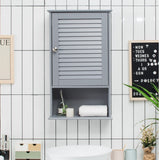 NNECW Large Capacity Storage Cupboard with Single Louver Door for Bathroom-Grey