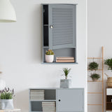 NNECW Large Capacity Storage Cupboard with Single Louver Door for Bathroom-Grey