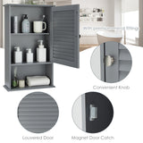 NNECW Large Capacity Storage Cupboard with Single Louver Door for Bathroom-Grey