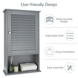 NNECW Large Capacity Storage Cupboard with Single Louver Door for Bathroom-Grey