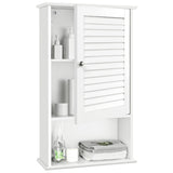 NNECW Large Capacity Storage Cupboard with Single Louver Door for Bathroom-White