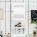 NNECW Large Capacity Storage Cupboard with Single Louver Door for Bathroom-White