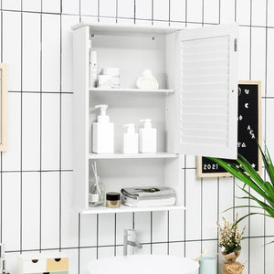 NNECW Large Capacity Storage Cupboard with Single Louver Door for Bathroom-White