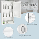 NNECW Large Capacity Storage Cupboard with Single Louver Door for Bathroom-White