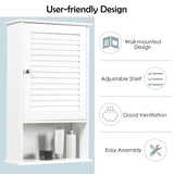NNECW Large Capacity Storage Cupboard with Single Louver Door for Bathroom-White