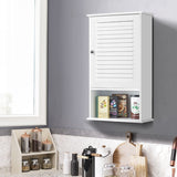 NNECW Large Capacity Storage Cupboard with Single Louver Door for Bathroom-White