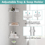 NNECW 152-274 CM Height Adjustable Freestanding Shower Shelf for Bathroom