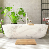 NNECW Folding Bamboo Bath Mat with Non-Slip Feet for Shower Sauna and Spa-Natural