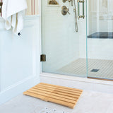 NNECW Folding Bamboo Bath Mat with Non-Slip Feet for Shower Sauna and Spa-Natural