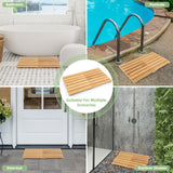 NNECW Folding Bamboo Bath Mat with Non-Slip Feet for Shower Sauna and Spa-Natural
