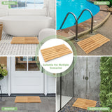 NNECW Folding Bamboo Bath Mat with Non-Slip Feet for Shower Sauna and Spa-Natural