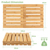 NNECW Folding Bamboo Bath Mat with Non-Slip Feet for Shower Sauna and Spa-Natural