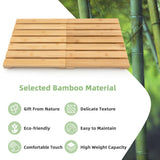 NNECW Folding Bamboo Bath Mat with Non-Slip Feet for Shower Sauna and Spa-Natural