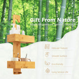 NNECW 2-Tier Waterproof Bamboo Hanging Shower Caddy with 2 Hooks