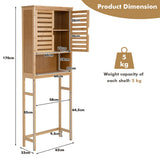 NNECW 3-Tier Bamboo cabinet with Adjustable and Removable Shelf for Bathroom