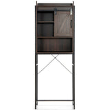 NNECW Freestanding Over-The-Toilet Storage Cabinet with Sliding Barn Door-Brown