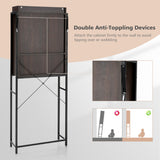 NNECW Freestanding Over-The-Toilet Storage Cabinet with Sliding Barn Door-Brown