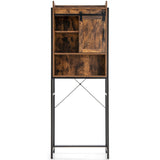 NNECW Freestanding Over-The-Toilet Storage Cabinet with Sliding Barn Door-Coffee