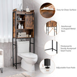NNECW Freestanding Over-The-Toilet Storage Cabinet with Sliding Barn Door-Coffee