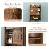 NNECW Freestanding Over-The-Toilet Storage Cabinet with Sliding Barn Door-Coffee