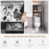 NNECW Freestanding Over-The-Toilet Storage Cabinet with Sliding Barn Door-Coffee