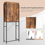 NNECW Freestanding Over-The-Toilet Storage Cabinet with Sliding Barn Door-Coffee