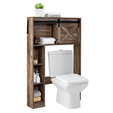 NNECW Over The Toilet Storage Cabinet with Sliding Barn Door & Shelves