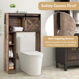 NNECW Over The Toilet Storage Cabinet with Sliding Barn Door & Shelves