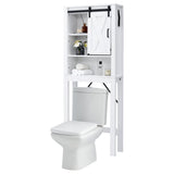NNECW 4-Tier Over-the-toilet Cabinet with Sliding Barn Door & Adjustable Shelves